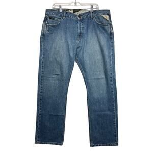 Volcom Enowen Classic Straight Leg Denim Skater Jeans Streetwear Blue Size 38